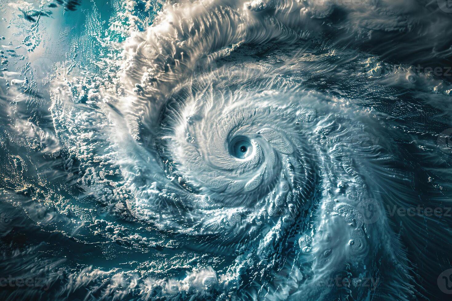 Scary huge hurricane typhoon over ocean, apocalyptic dramatic background photo