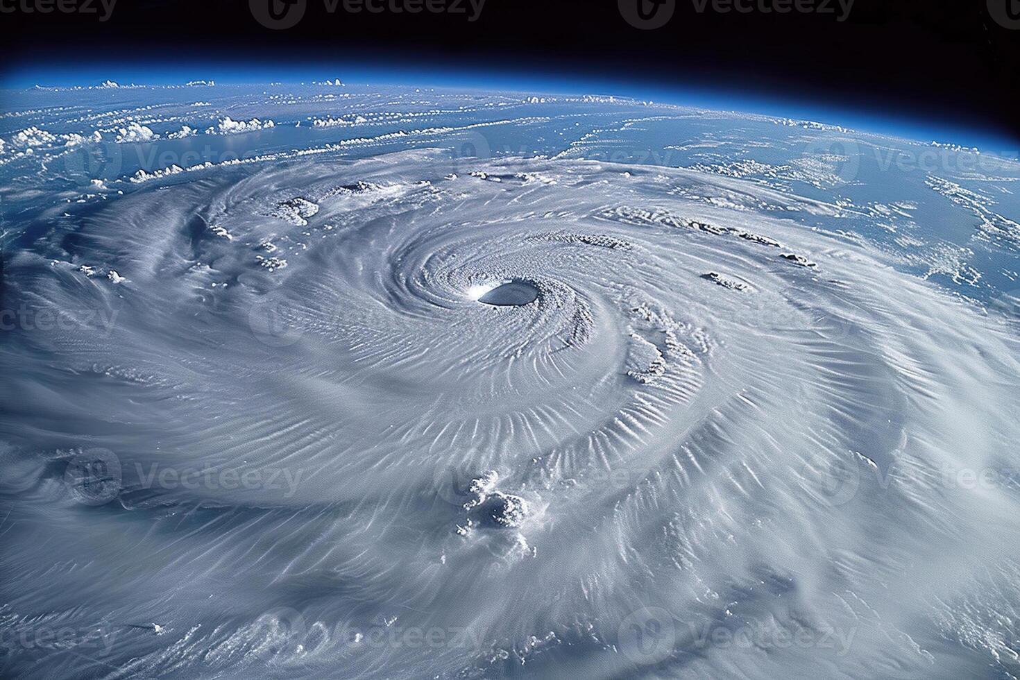 Scary huge hurricane typhoon over ocean, apocalyptic dramatic background photo