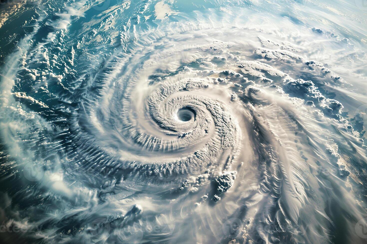 Scary huge hurricane typhoon over ocean, apocalyptic dramatic background photo