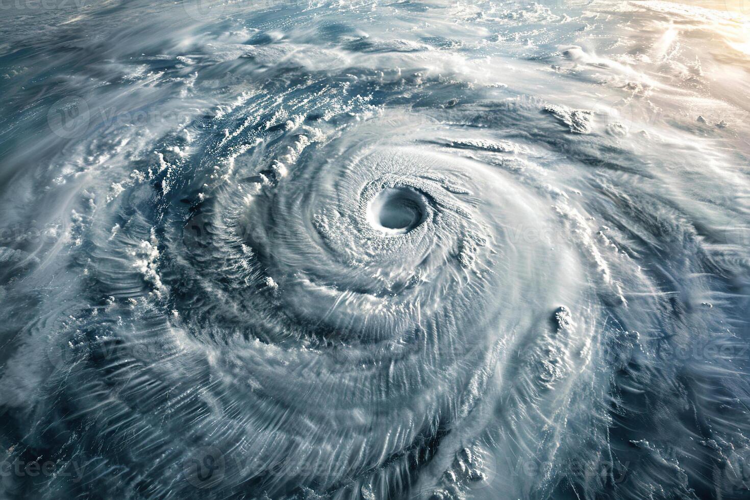Scary huge hurricane typhoon over ocean, apocalyptic dramatic background photo