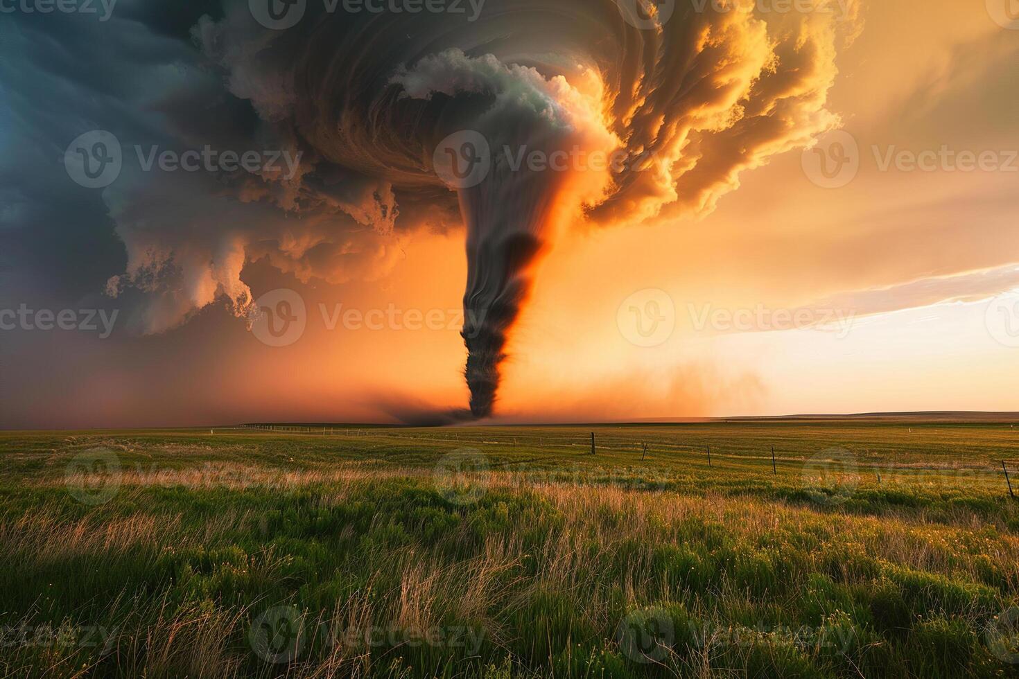 Scary ominous huge hurricane tornado, apocalyptic dramatic background photo
