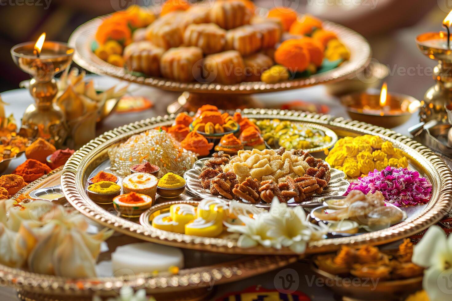 Beautiful greeting card with bright holiday composition for happy and celebrate Diwali photo