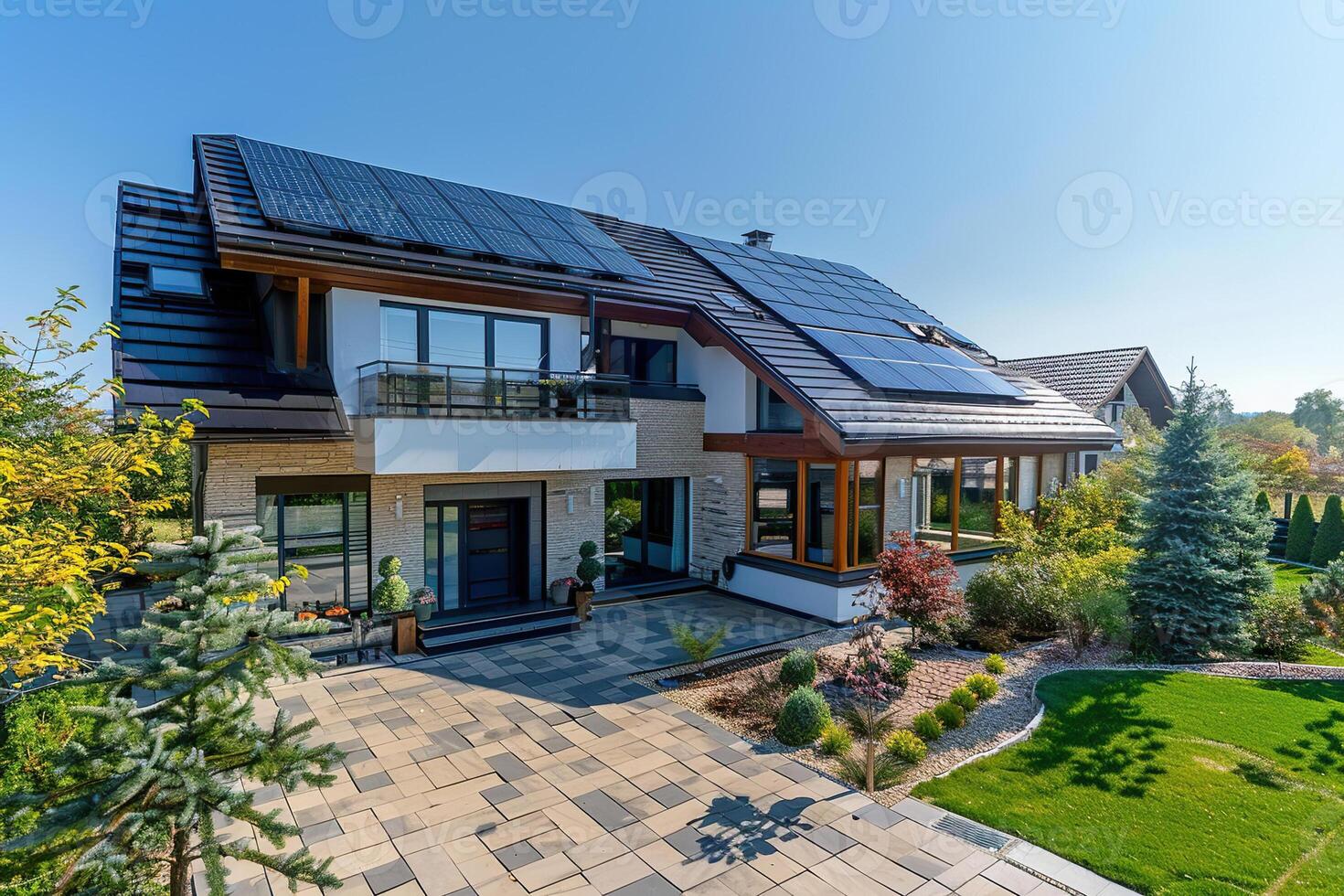 Solar cell panels in a photovoltaic power plant, eco renewable power photo