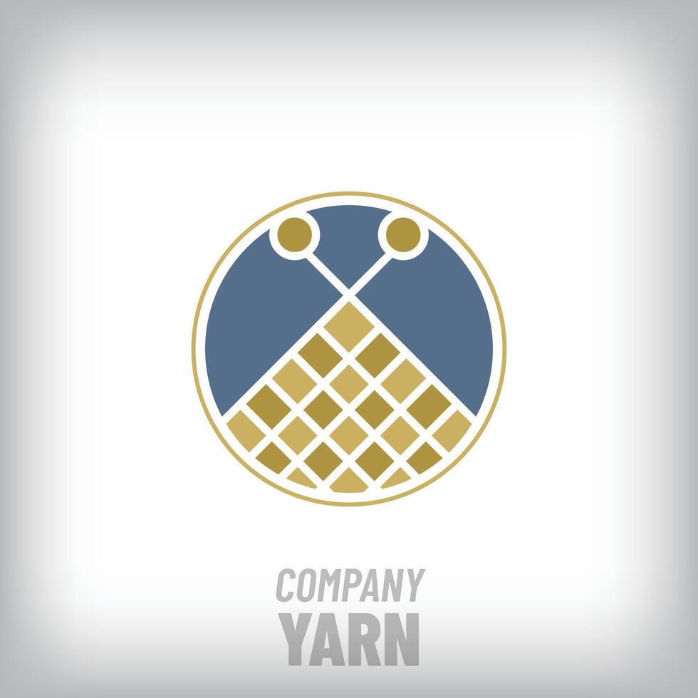 Unique round yarn, knitting and wool modern logo. Textile firm and company icon. vector