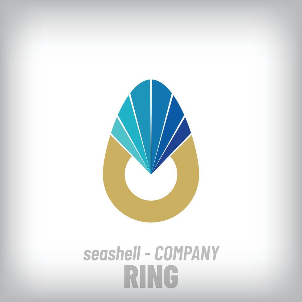 Seashell modern logo set on unique ring. Dear special day and ecology-nature icon. vector