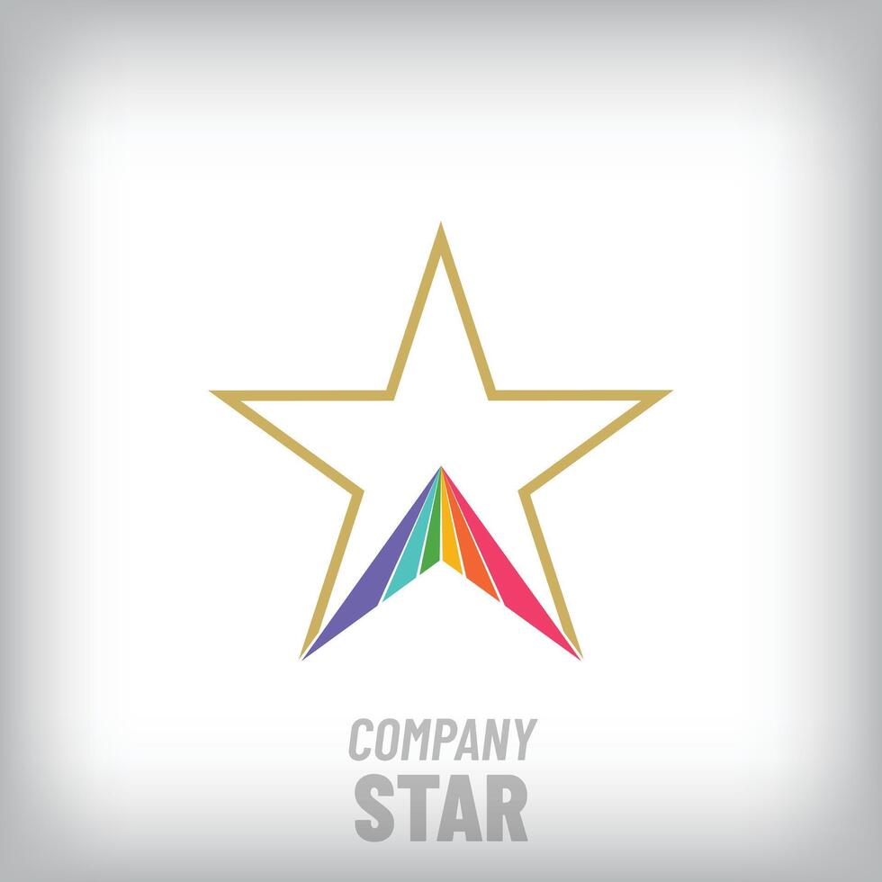 Modern logo set of colorful upward arrow inside unique star. Target, company and growth icon. vector