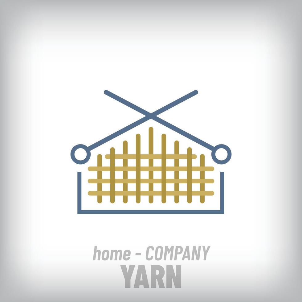 Yarn, knitting and wool modern logo from unique home sign. Textile firm and company icon. vector