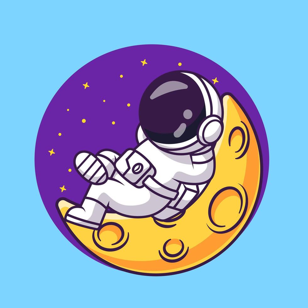 Cute Astronaut Sleeping On Moon Cartoon vector