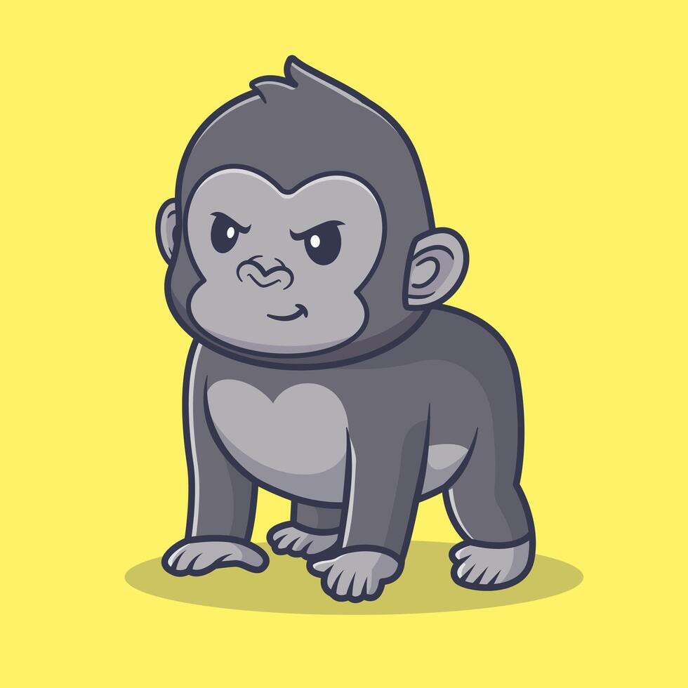Cute Angry Gorilla Cartoon vector