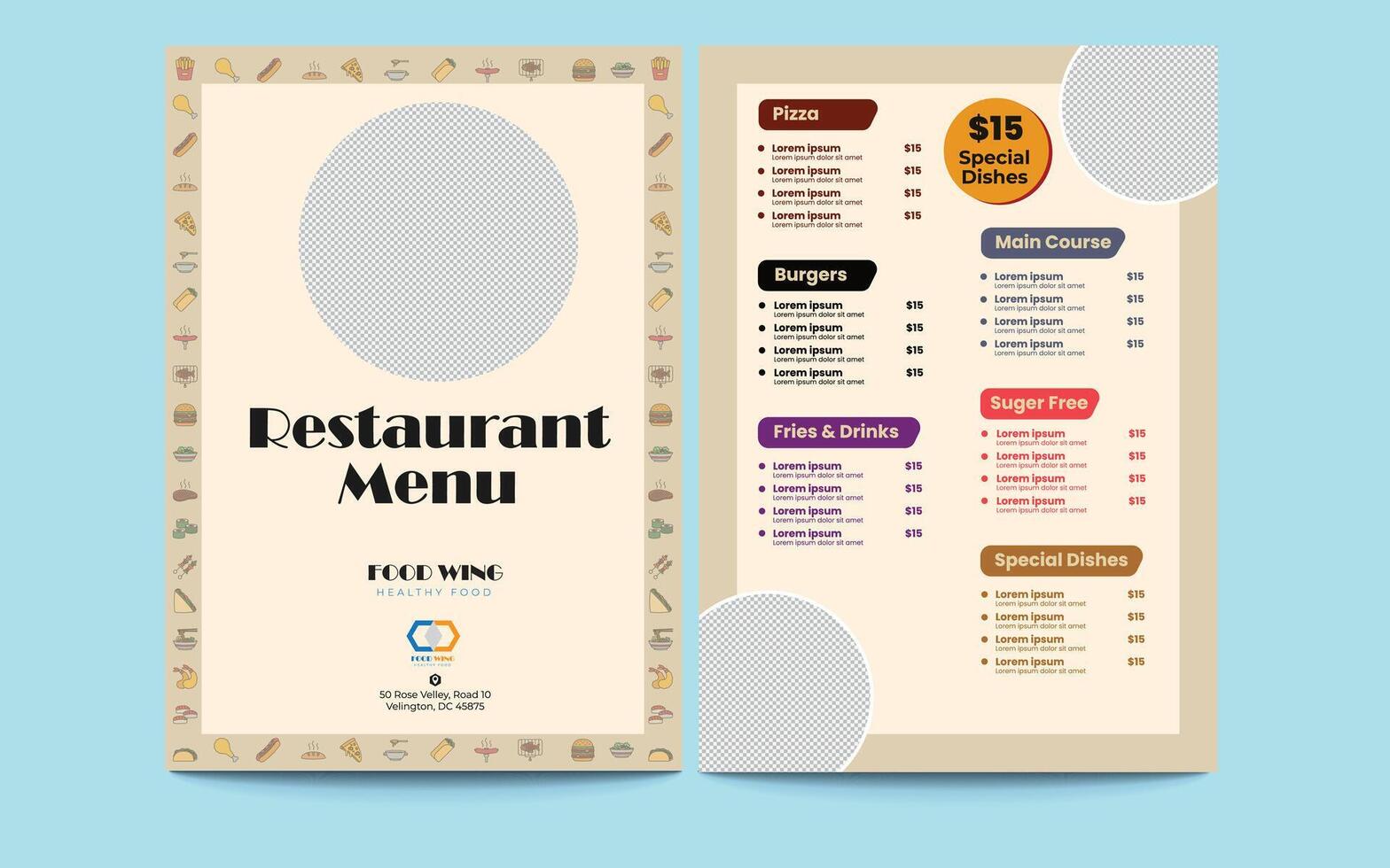 Delightful Dishes, Restaurant Menu vector