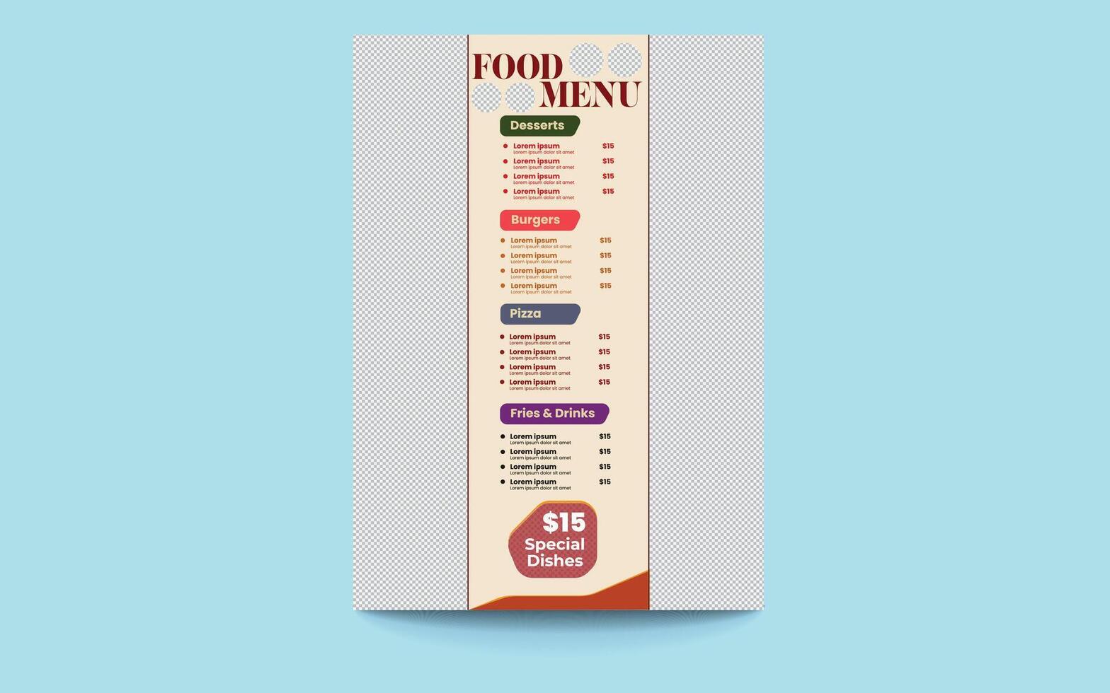 Flavors of Elegance, Food Menu Card vector