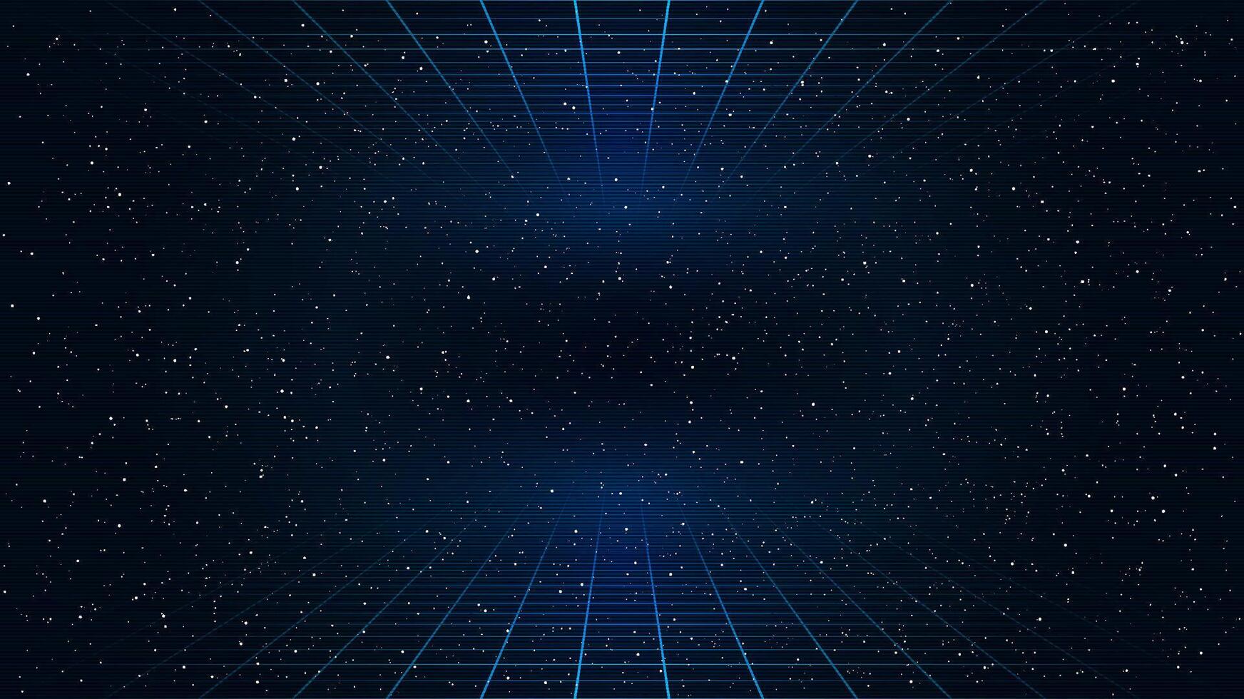 Retrowave blue laser perspective grid vector