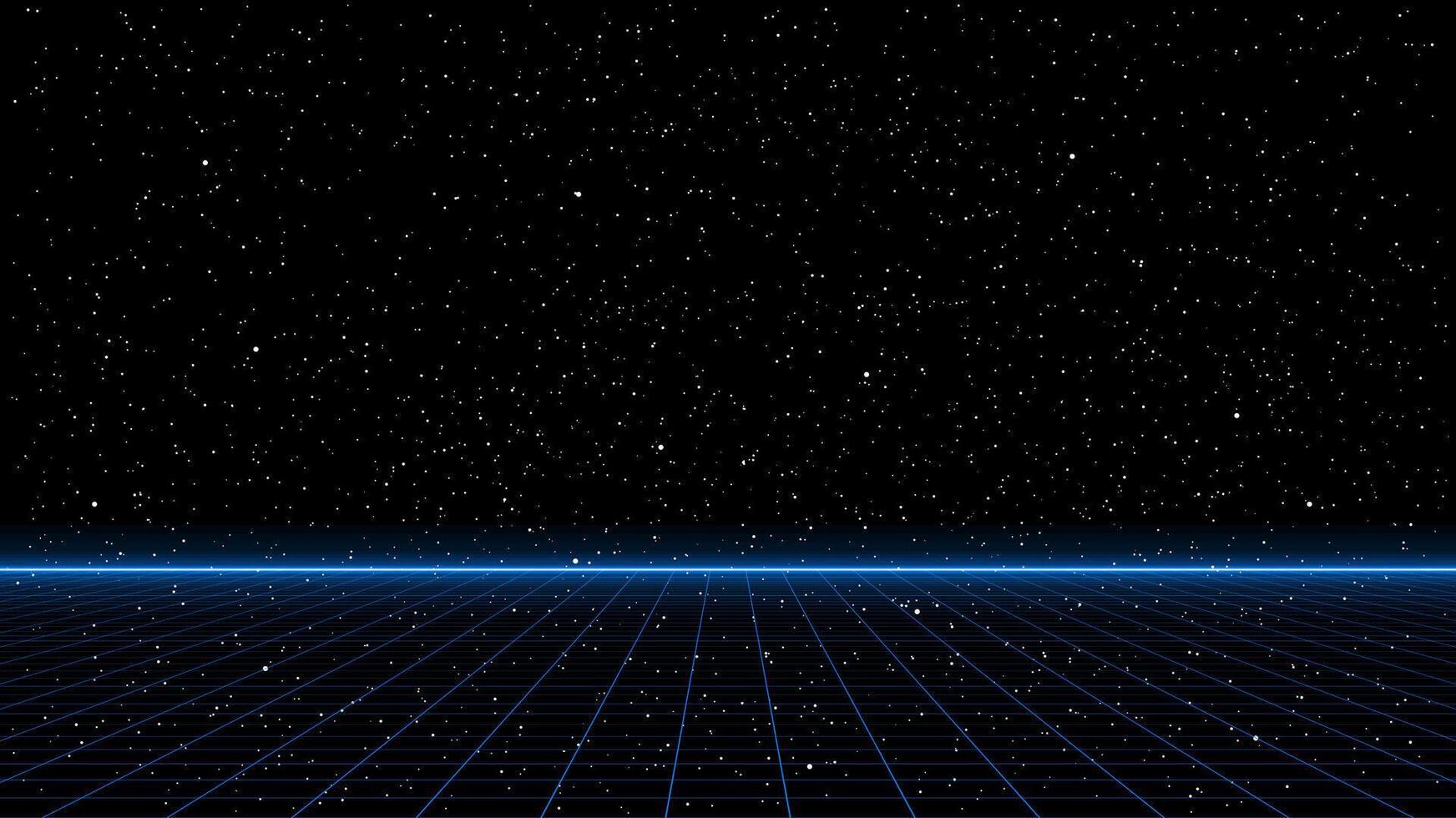 Retrowave blue laser grid space vector