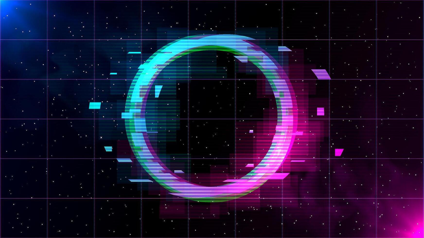 Retrowave Glitch Circle vector