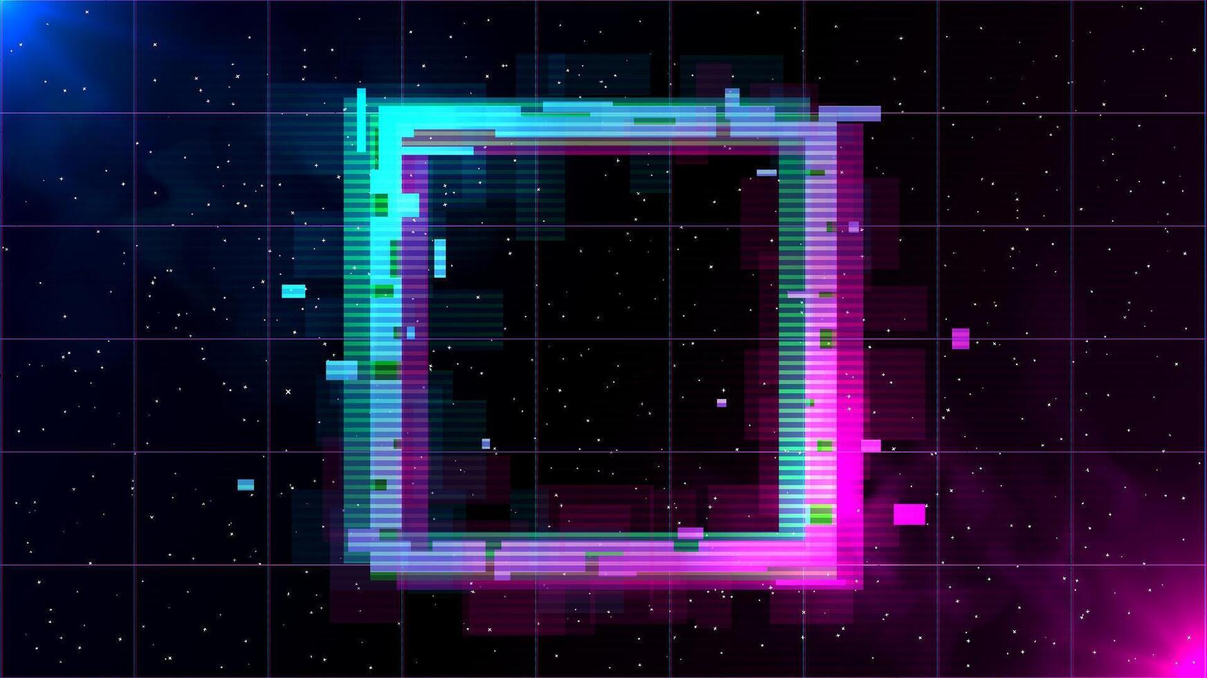 Retrowave Glitch Square vector