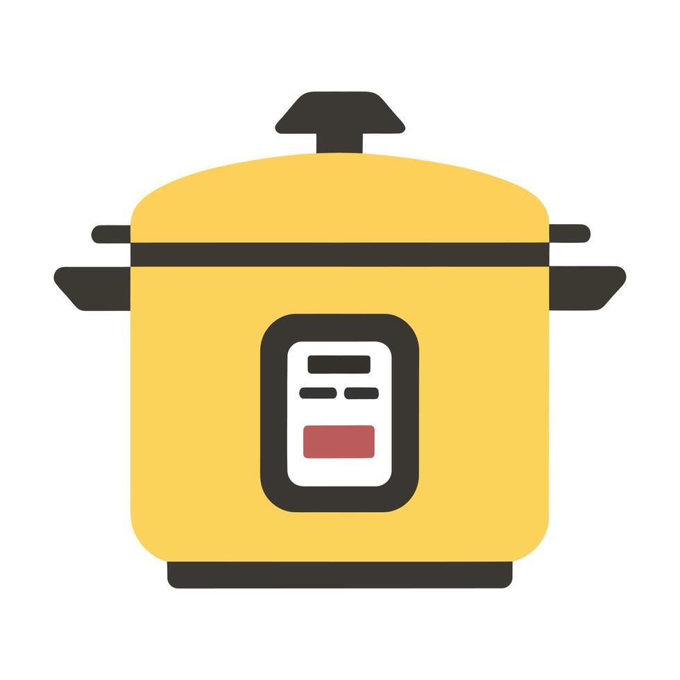 a yellow pressure cooker illustration on white background vector