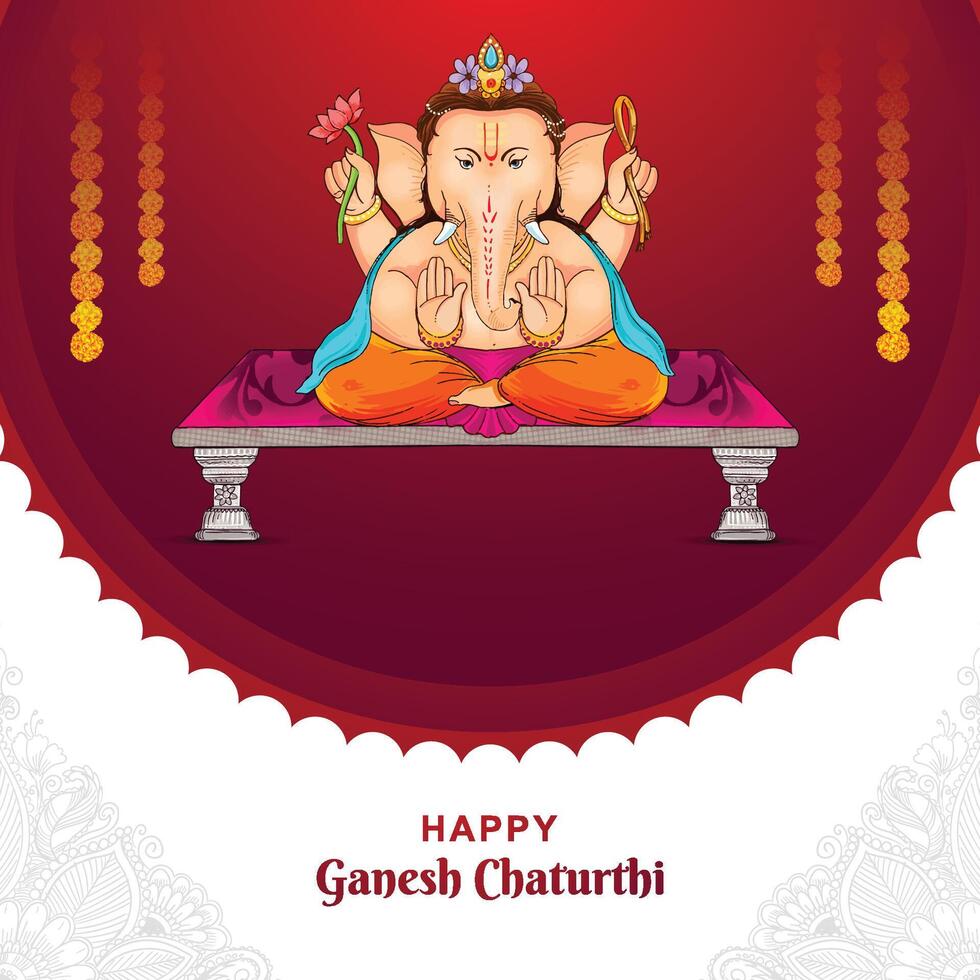 Happy ganesha chaturthi indian festival card celebration background vector