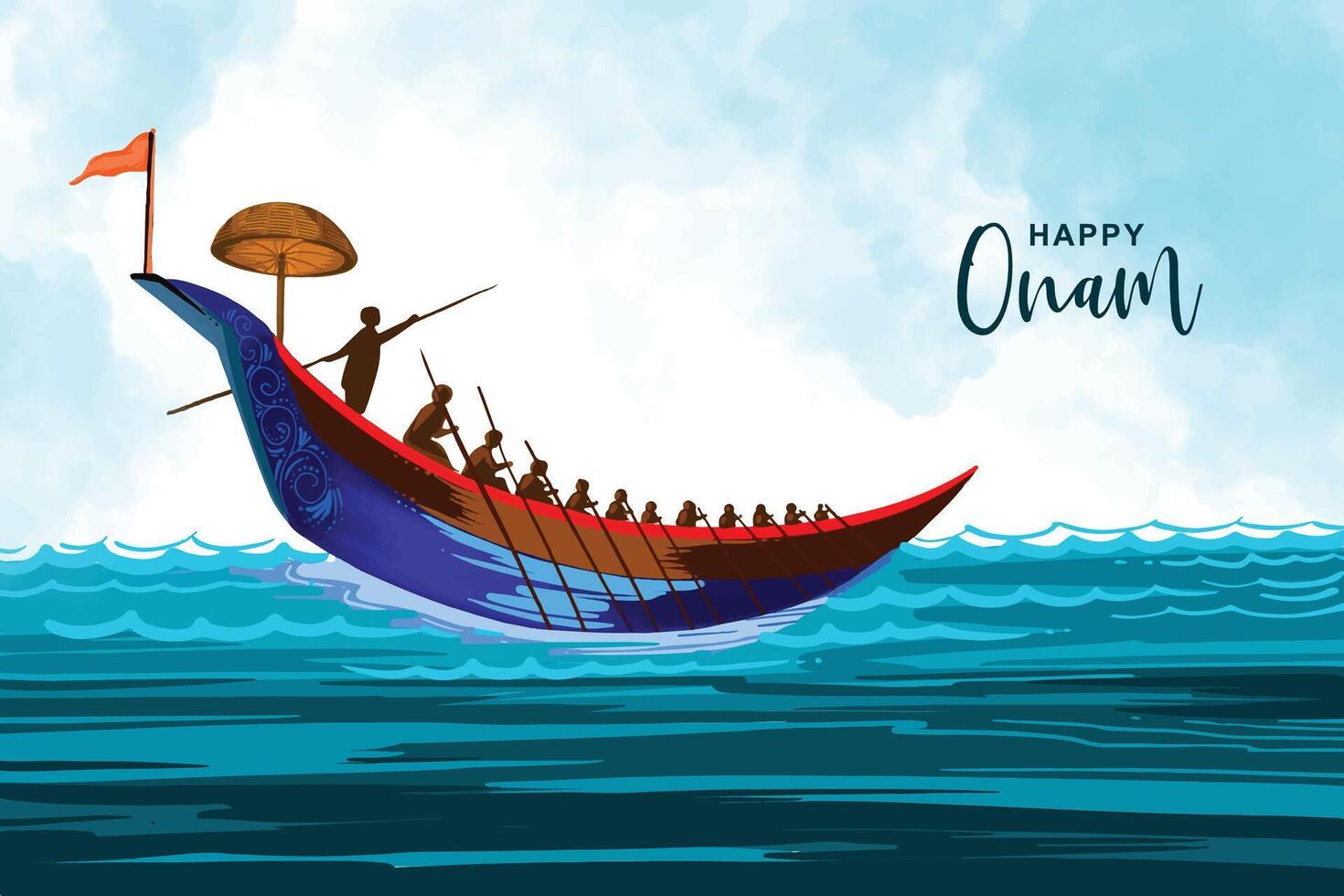 Snakeboat race in onam celebration card background vector