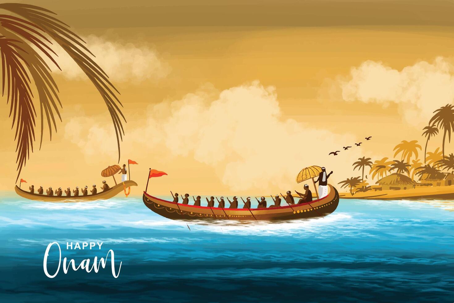 Happy onam celebration card background vector