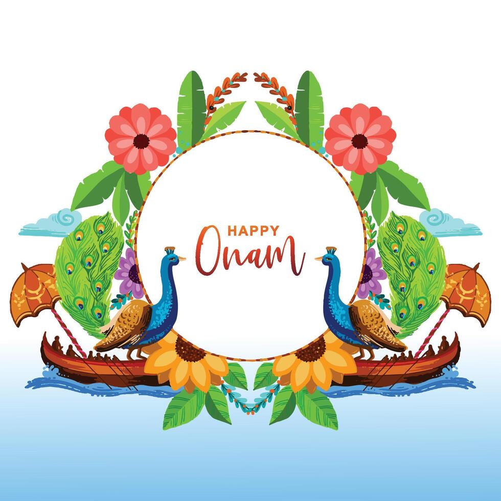 Happy onam with creative celebration card background vector