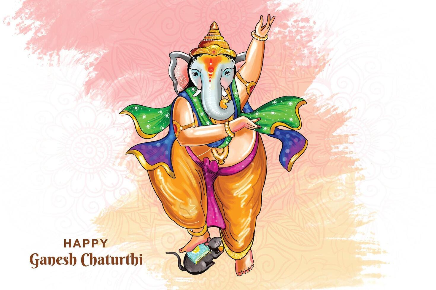 God ganesha illustration for happy ganesh chaturthi card background vector