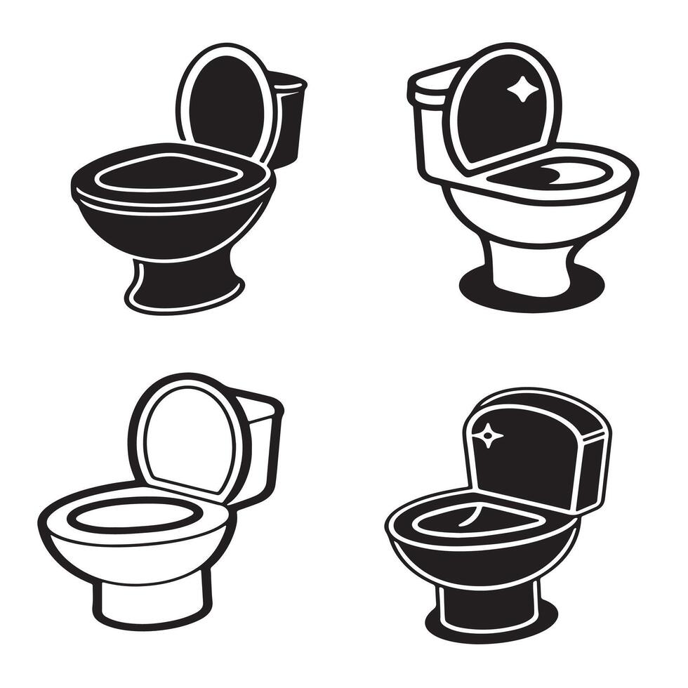 Four different toilet bowls in different positions vector