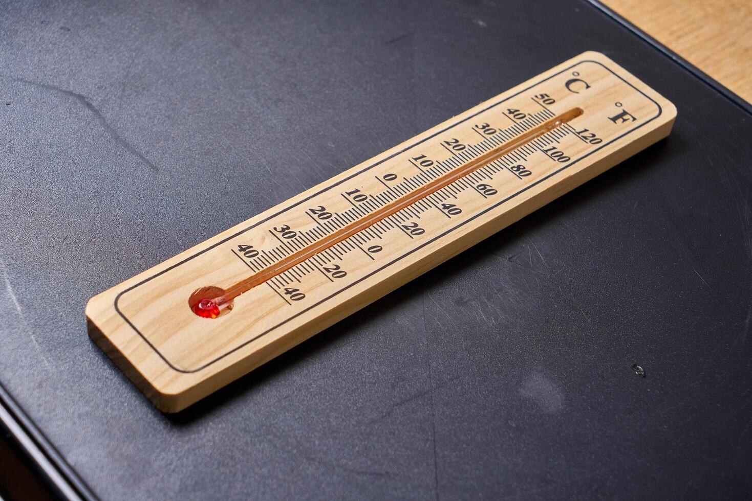 classic wooden thermometer photo