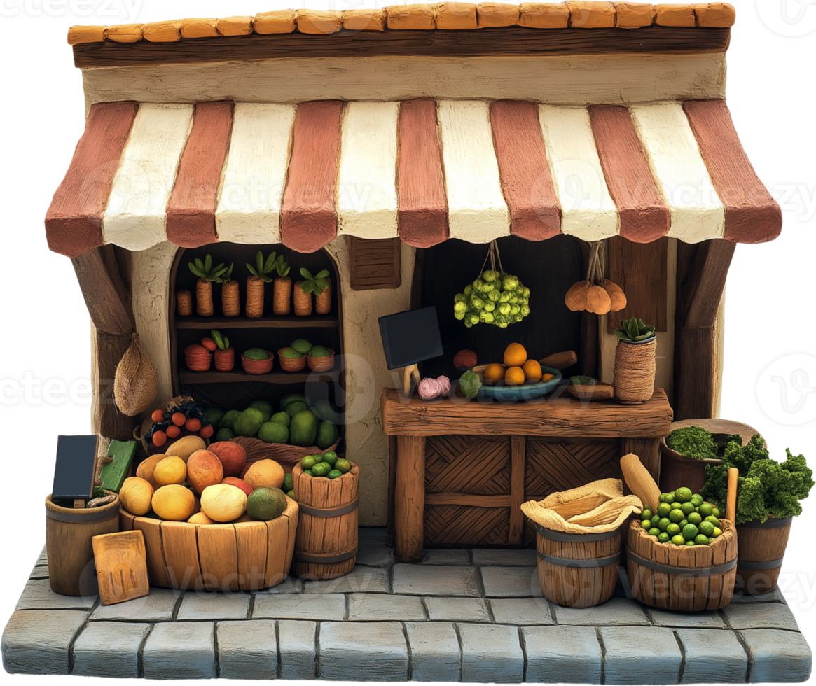 a small store with fruit and vegetables on the outside png