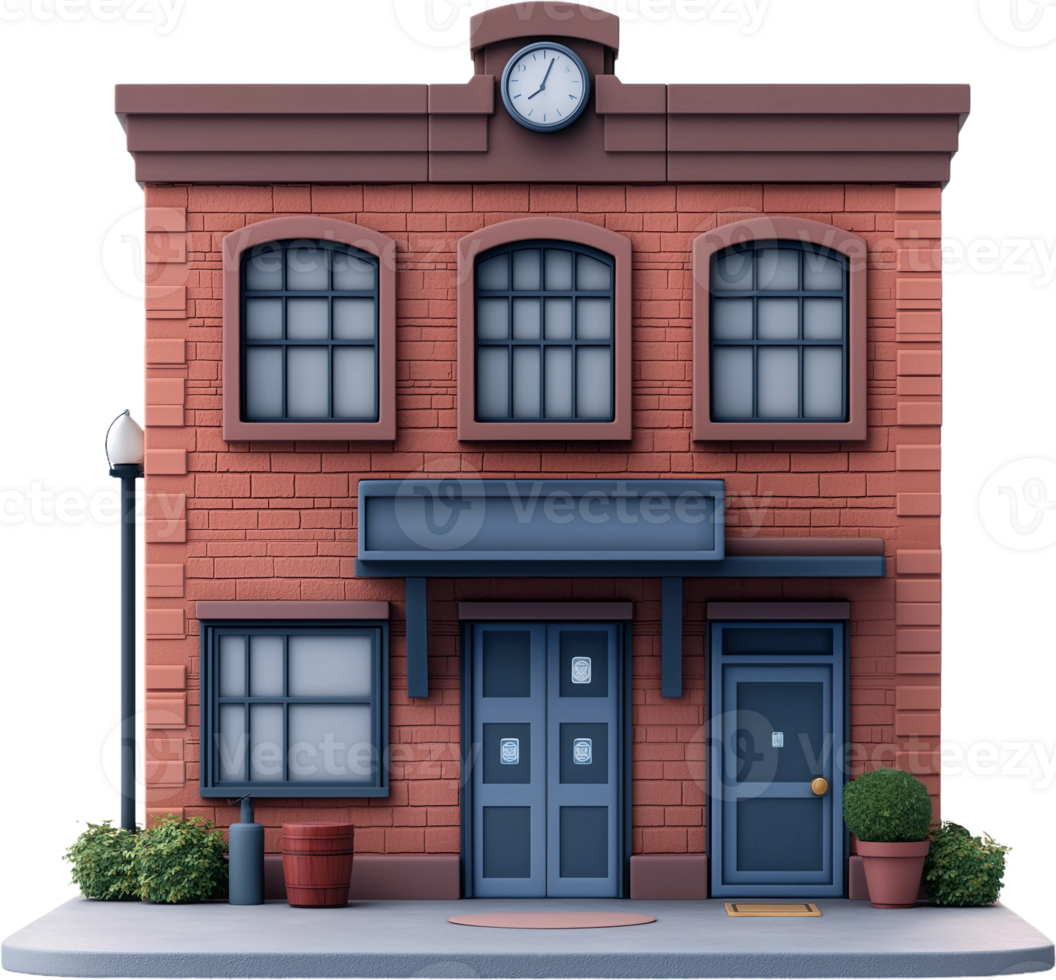 a cartoon building with a clock on the front png