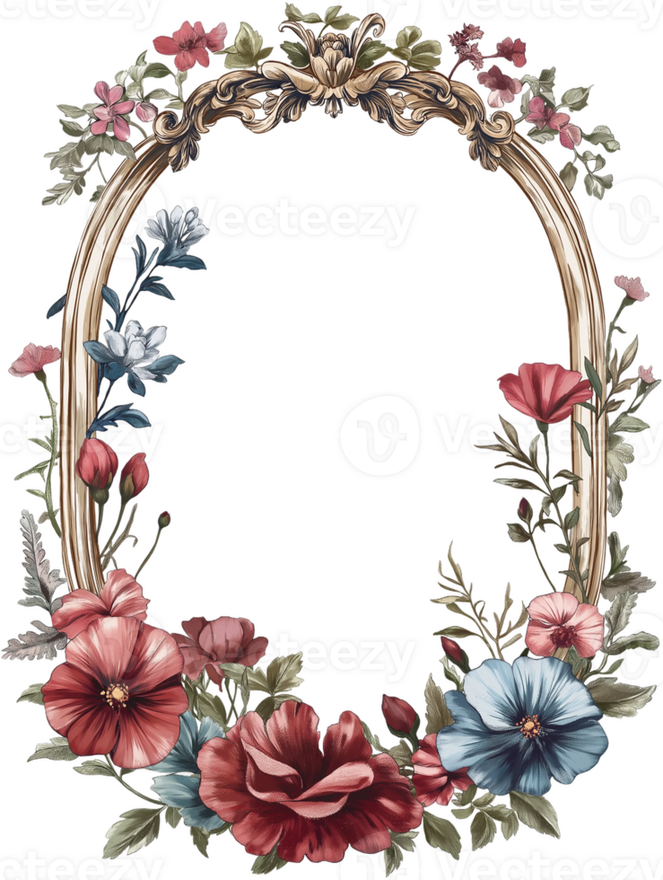 a floral frame with flowers on it png
