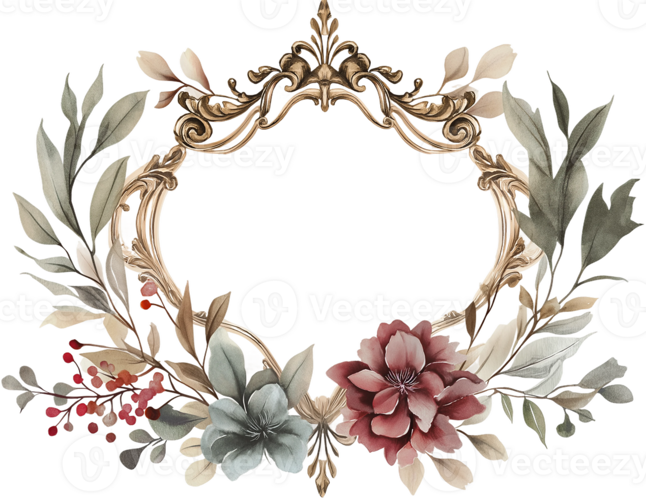 a floral frame with leaves and flowers png