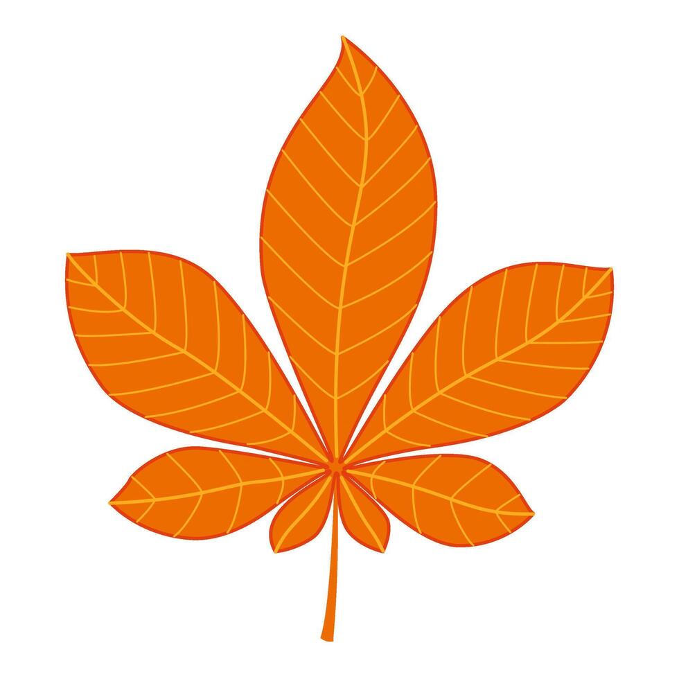 Autumn chestnut leaf. Hand drawn trendy flat style isolated. autumn leaf, golden season illustration vector