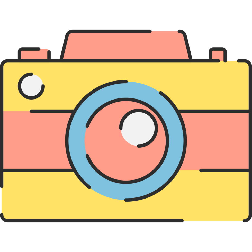 Mirrorless Camera Illustration Flat Design Isolated on Transparent Background png