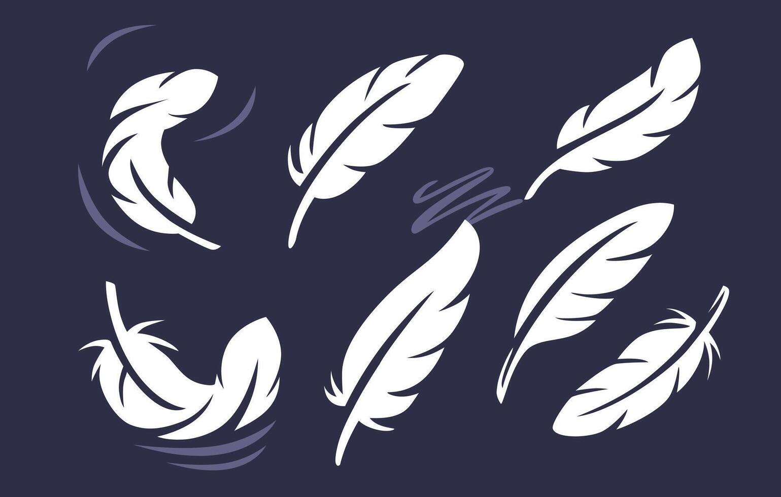 feather collection on dark background. vector