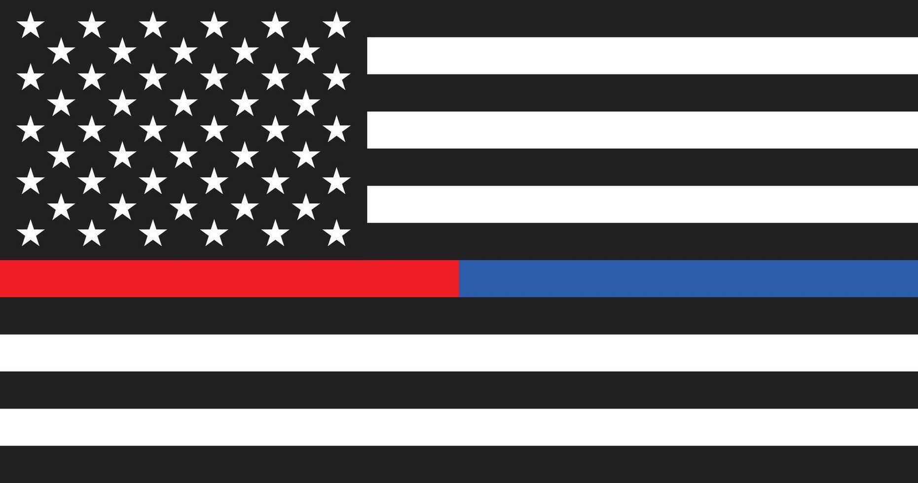 First Responder Thin Blue and Red Line Embroidered US American Flag Emergency Medical Responder vector