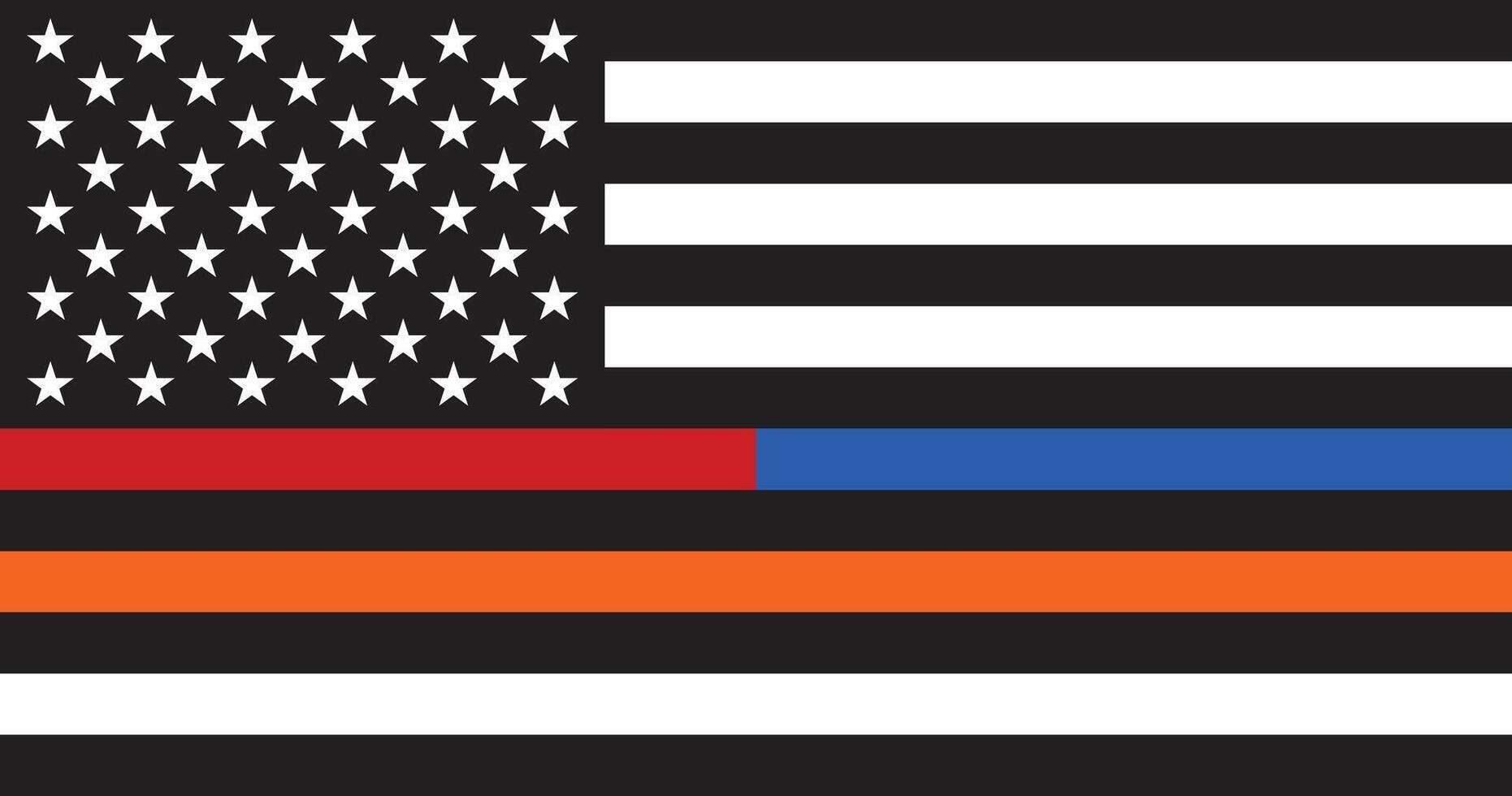United States Thin Line Red Blue Orange US, USA Flag Illustration vector