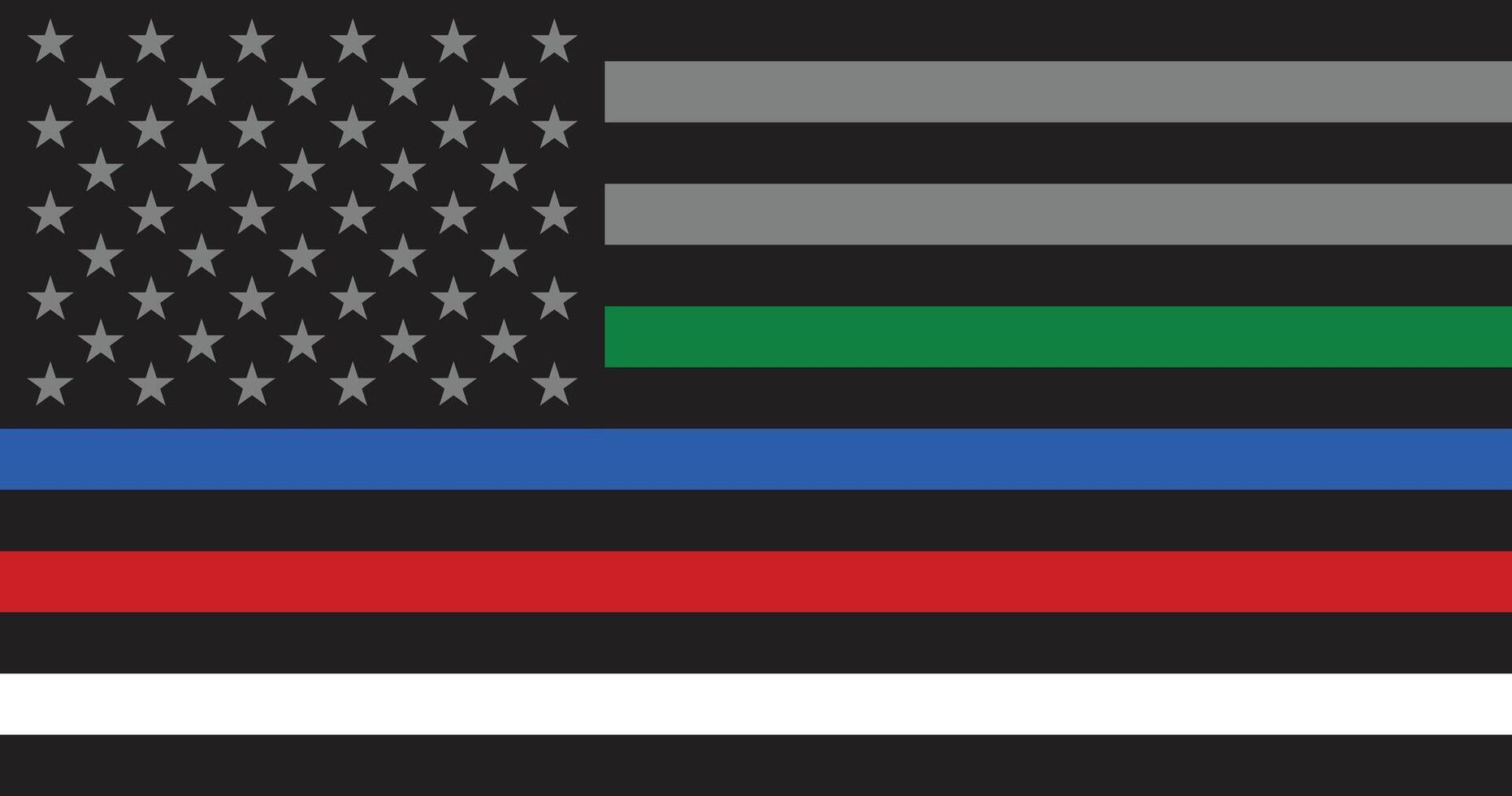 Military Police Firefighters and EMS Honor the 4 Color USA Flag and Employs Illustration vector