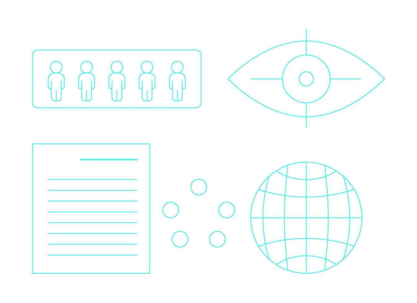 Globalization biometrics 2D cartoon objects set. Population citizens, planet wireframe isolated flat elements white background. Demographics monitoring color spot illustration collection vector