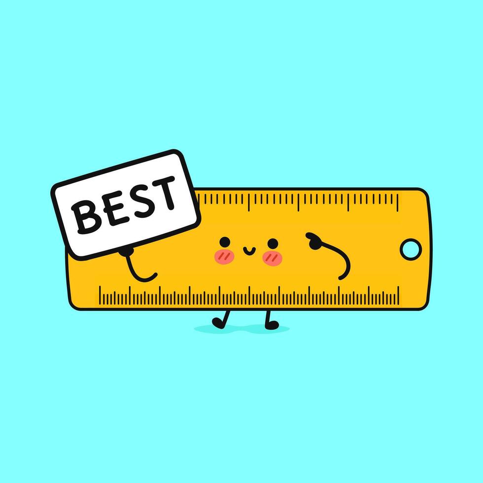 Cute Ruler with poster best. hand drawn vector