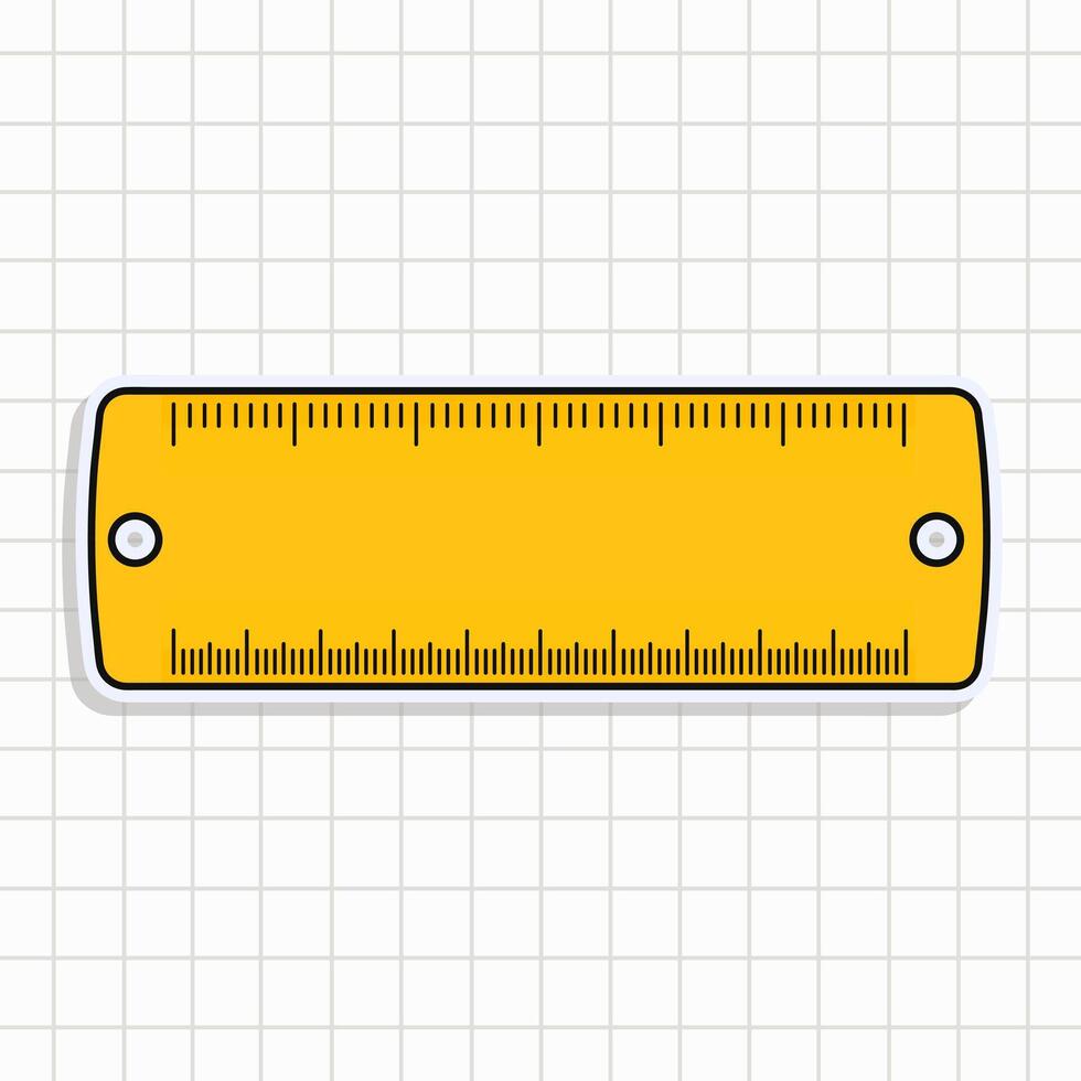 Cute funny Ruler sticker. hand drawn cartoon kawaii character illustration icon. Isolated on background. Ruler card character concept vector