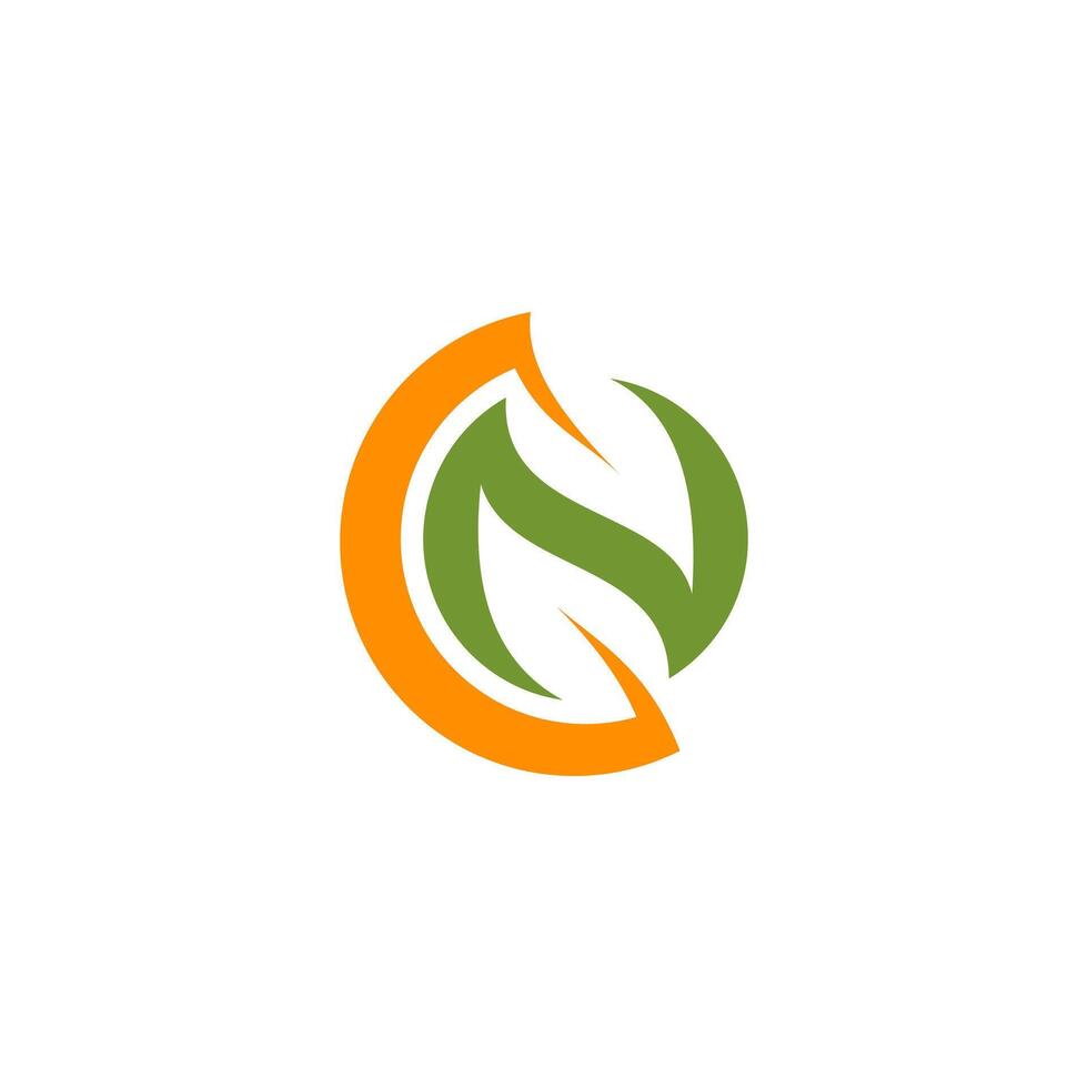 letter CN, NC, C, N leaf logo vector