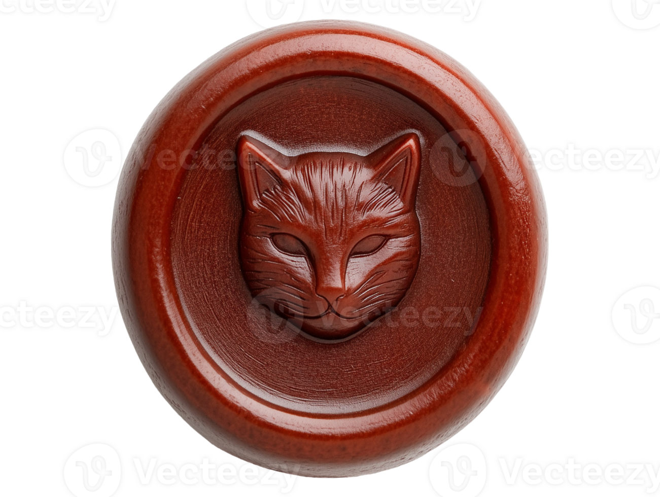 Wax seal embossed with cat's head png