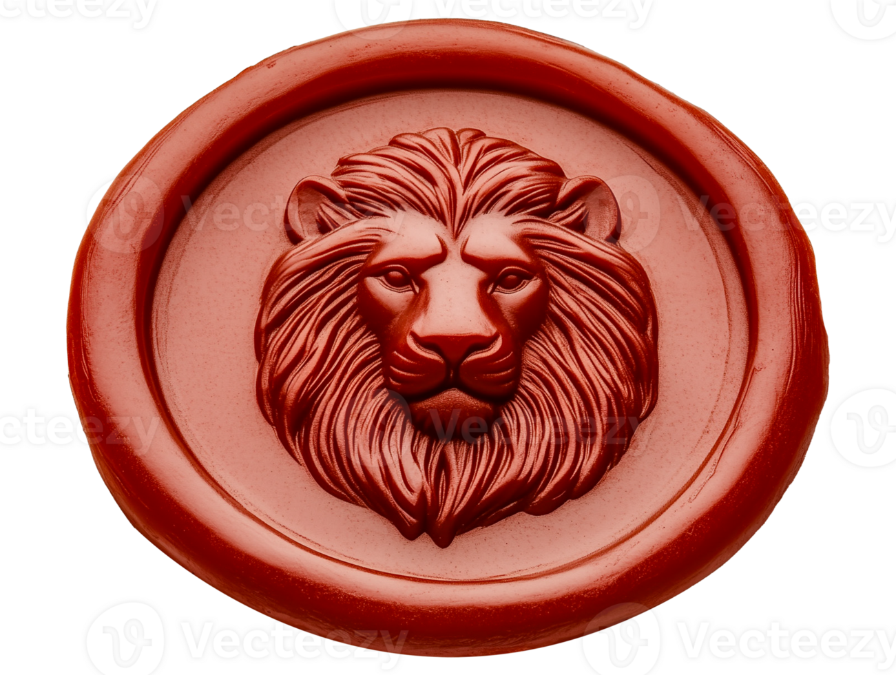 Wax seal embossed with a lion's head png