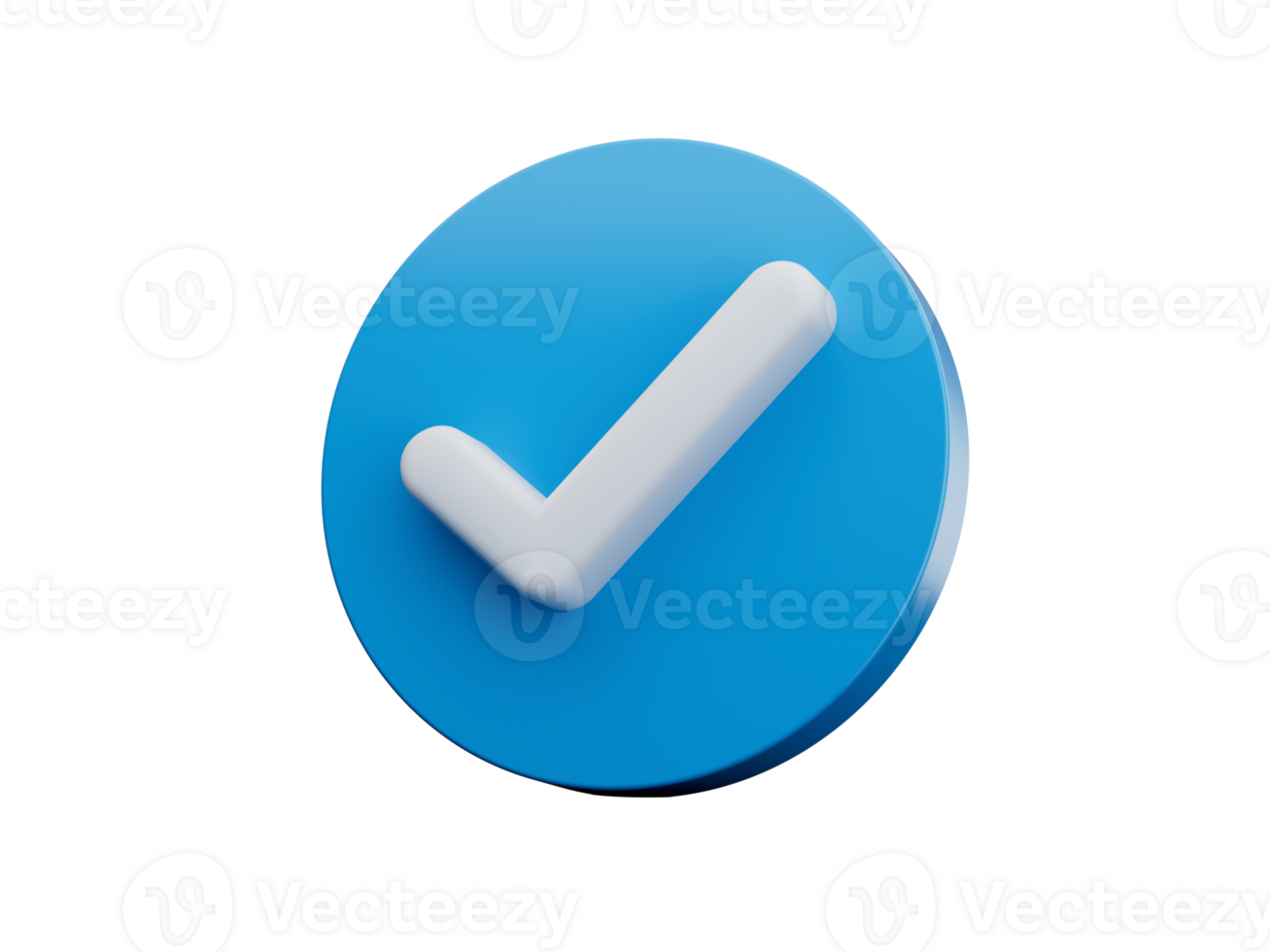 3d White Check Mark Symbol With Rounded Shiny Blue Icon 3d Illustration png