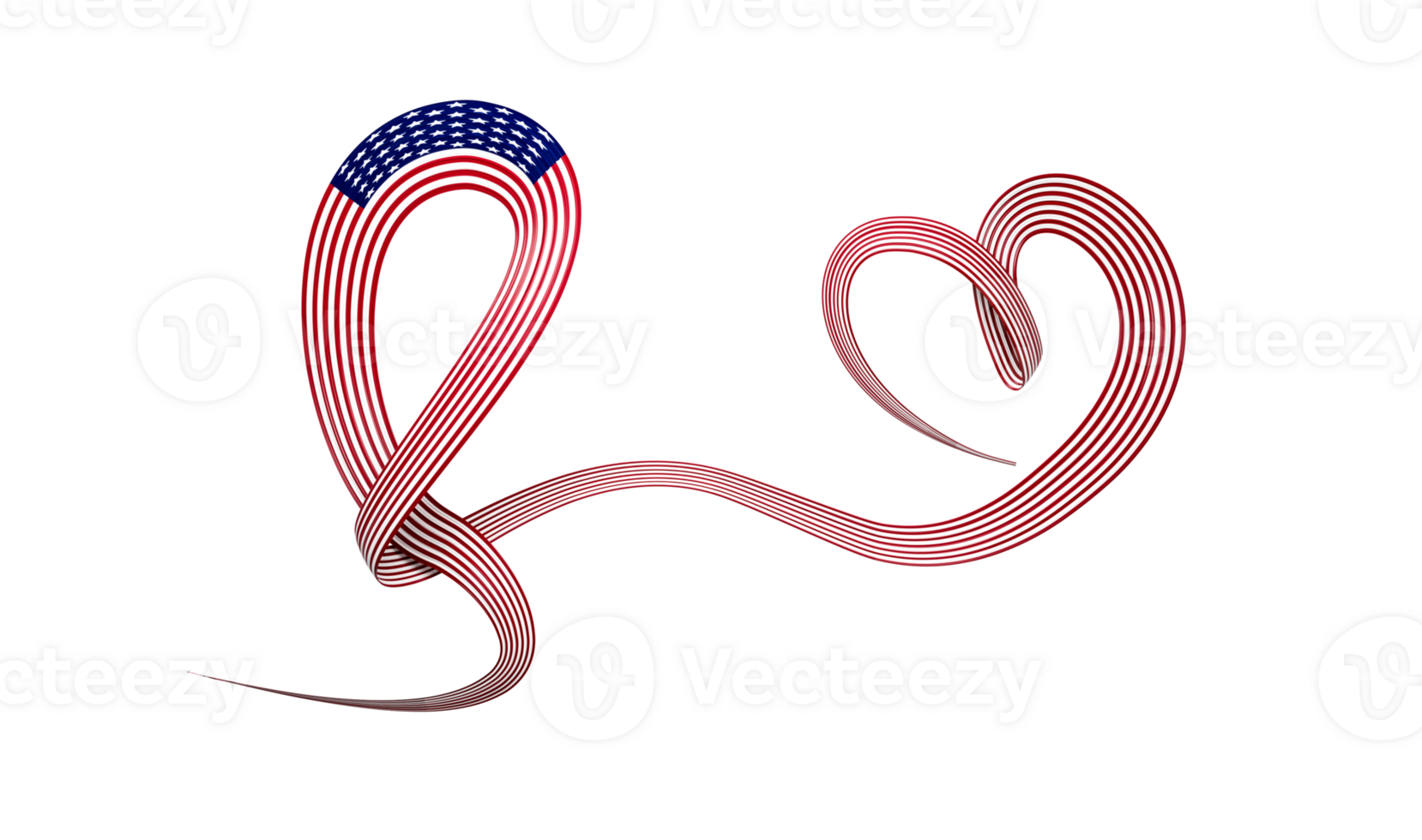 3d Flag Of USA Heart Shaped Shiny Wavy Awareness Ribbon flag 3d illustration png