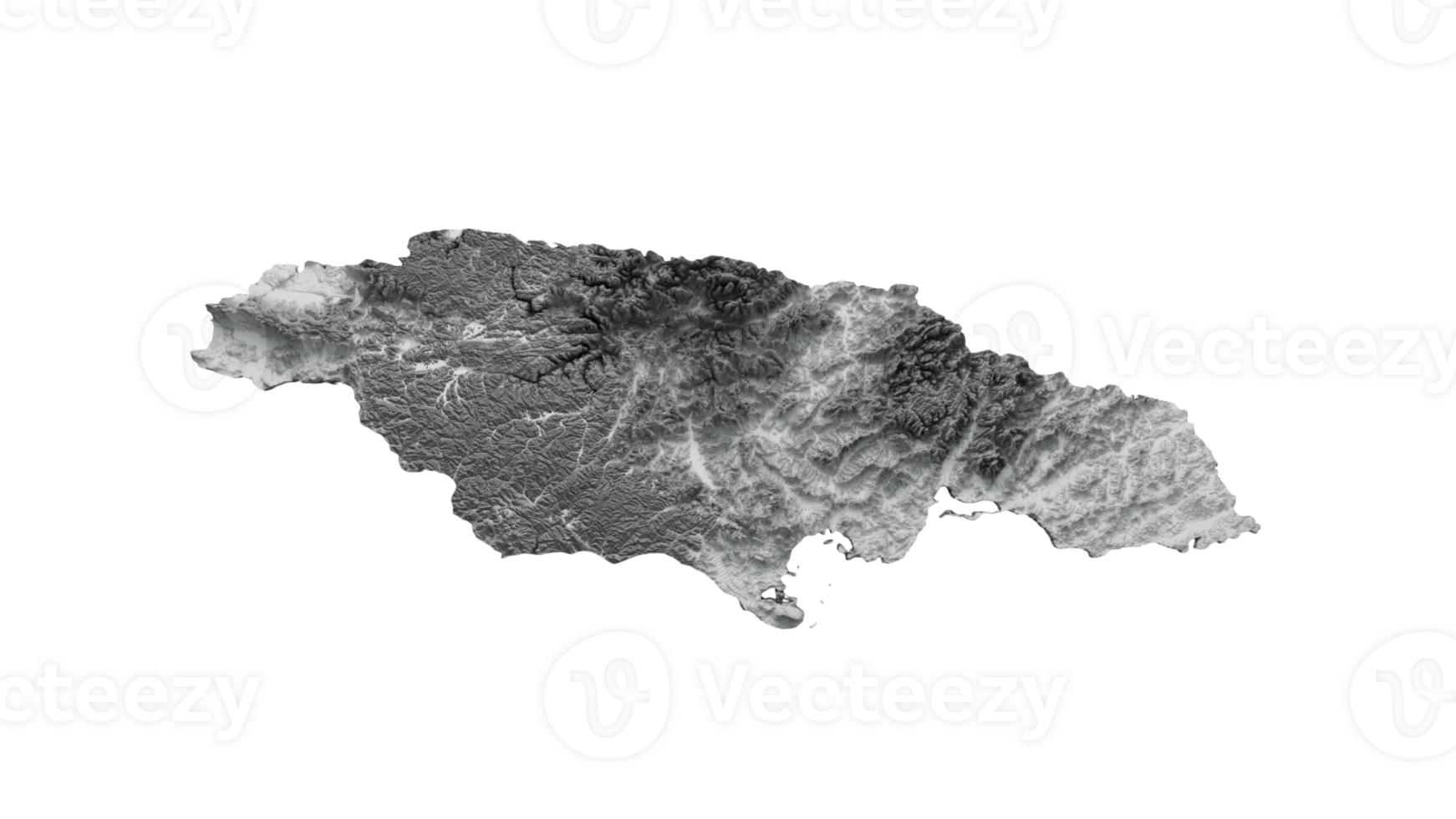 Jamaica Map Flag Shaded relief Color Height map 3d illustration png