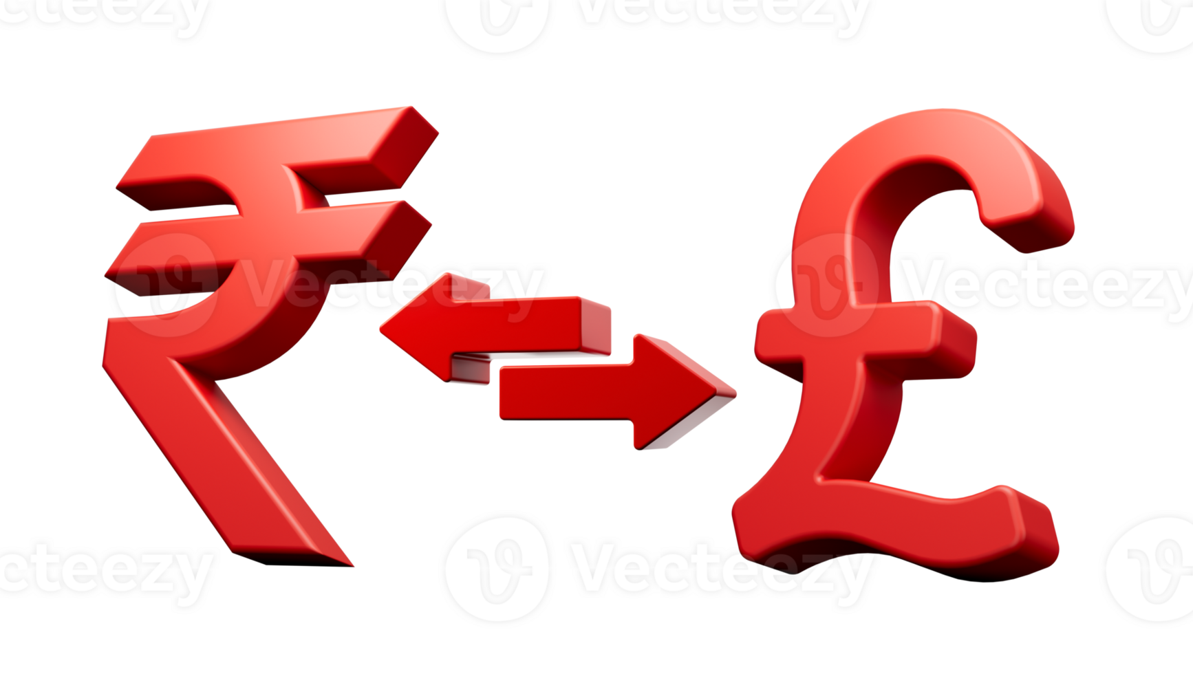 3d Red Rupee And Pound Symbol Icons With Money Exchange Arrows 3d illustration png