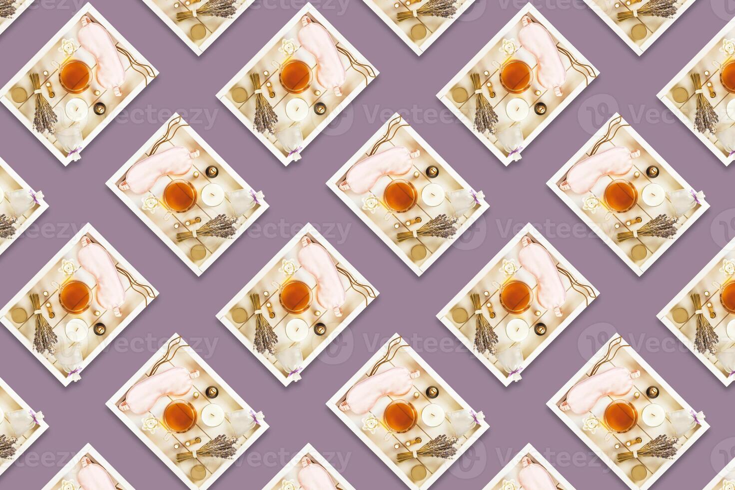 Sleep care seamless pattern with set for relaxing photo
