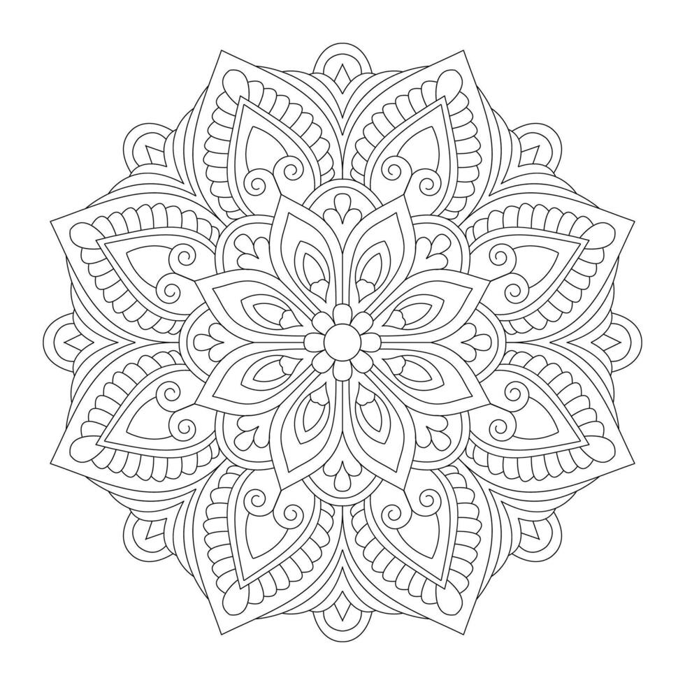 Radial network pattern design for tattoo,coloring book page vector