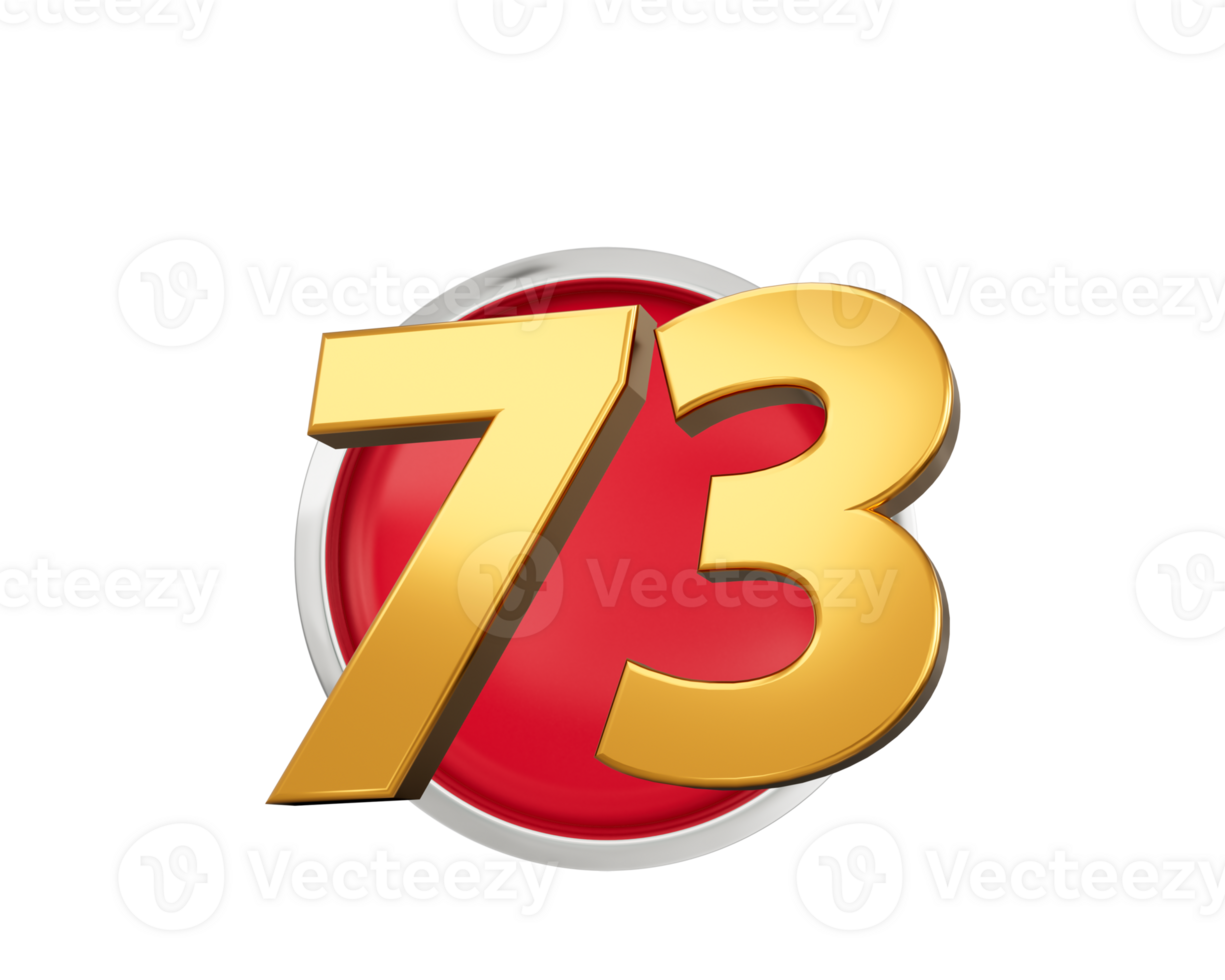 Gold Number 73 Gold Number Seventy Three On Rounded Red Icon, 3d illustration png